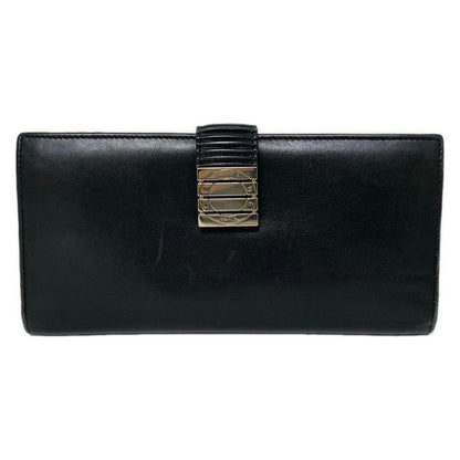 Celine Long Wallet With Circle Logo Black Leather