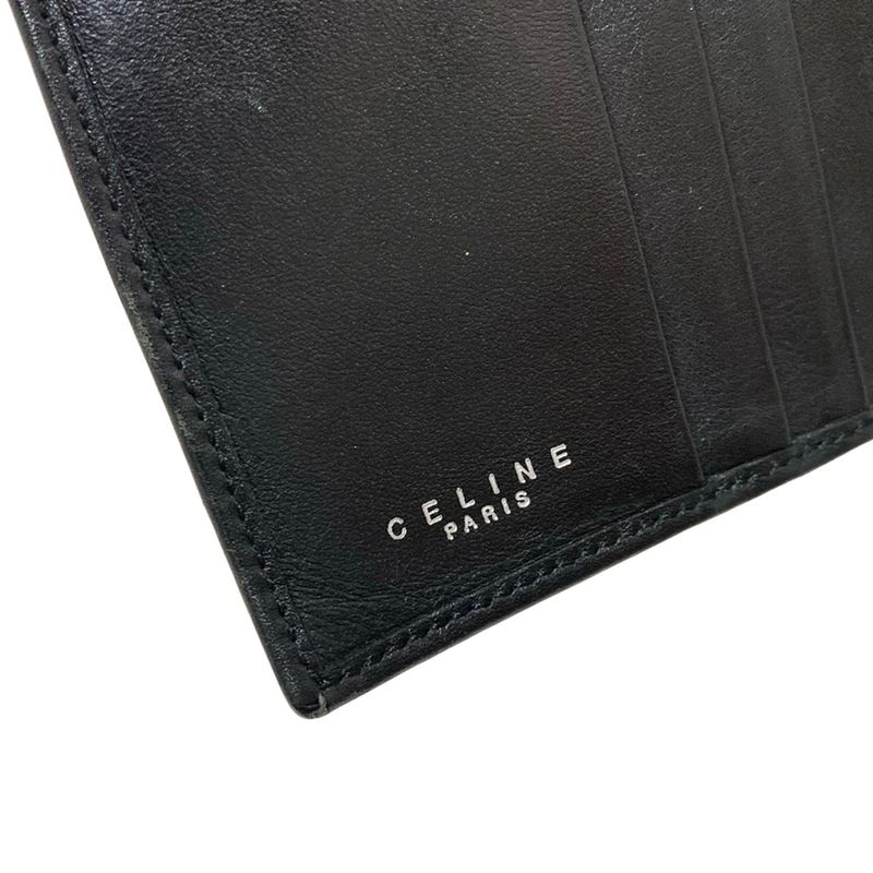 Celine Long Wallet With Circle Logo Black Leather
