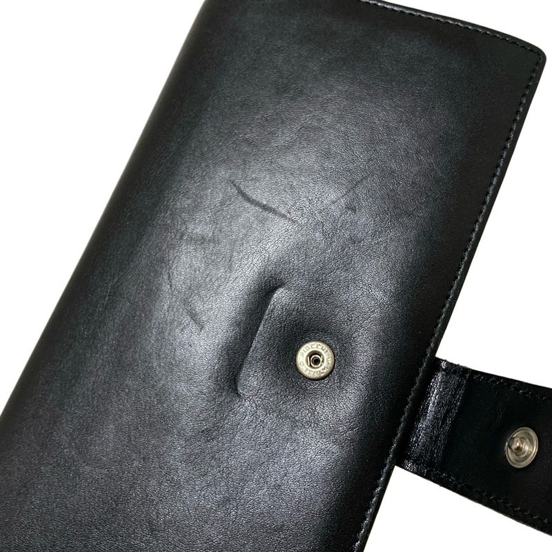 Celine Long Wallet With Circle Logo Black Leather