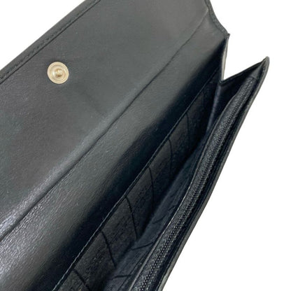 Celine Long Wallet With Circle Logo Black Leather