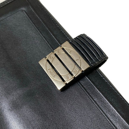 Celine Long Wallet With Circle Logo Black Leather