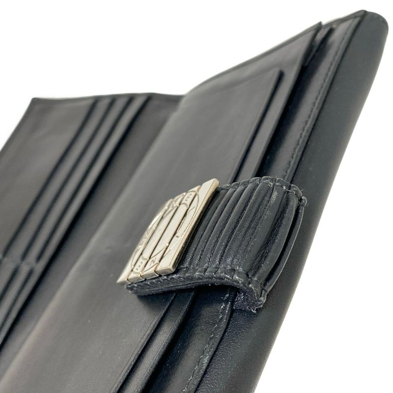 Celine Long Wallet With Circle Logo Black Leather