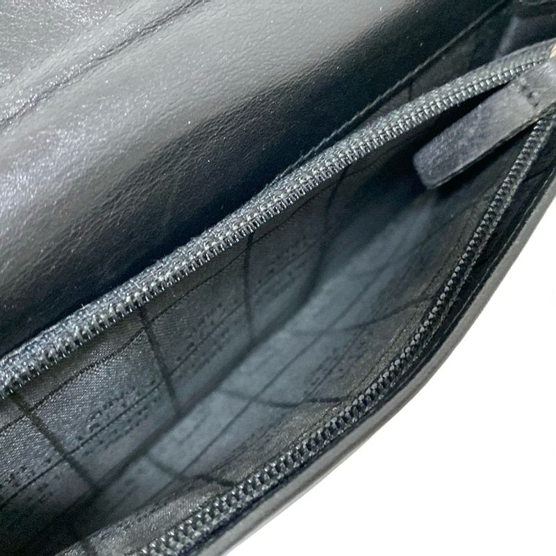 Celine Long Wallet With Circle Logo Black Leather