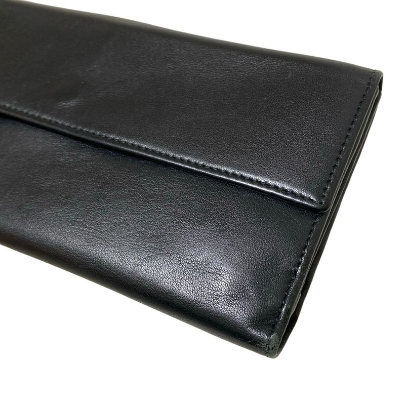 Celine Long Wallet With Circle Logo Black Leather