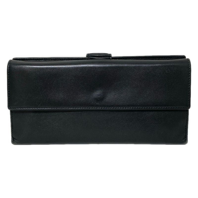 Celine Long Wallet With Circle Logo Black Leather