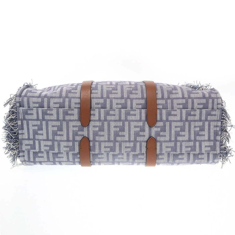 Fendi Denim Effect Ff Jacquard Bag Denim Jacquard Shoulder Tote Bag 8bh435aut4