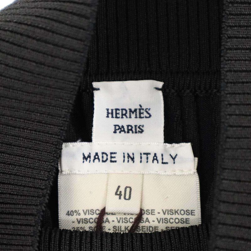 Hermes 23aw Random Pleats High Neck Knit Sweater 3h2626dp Black 40
