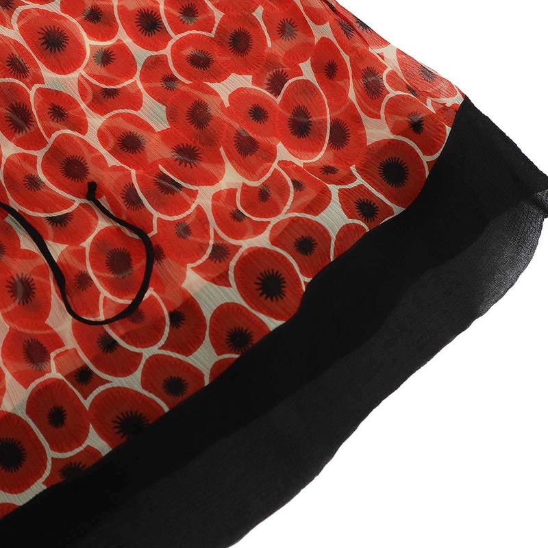 Hermes Flower Gathered Silk Sheer Blouse Red 40