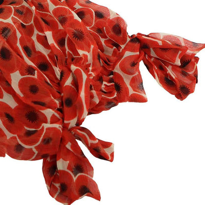 Hermes Flower Gathered Silk Sheer Blouse Red 40