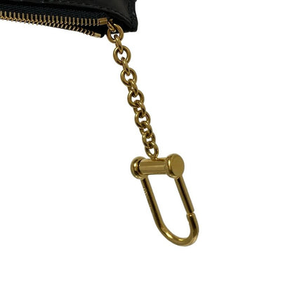 Gucci Coin Case Striped Line 447964 Black Leather