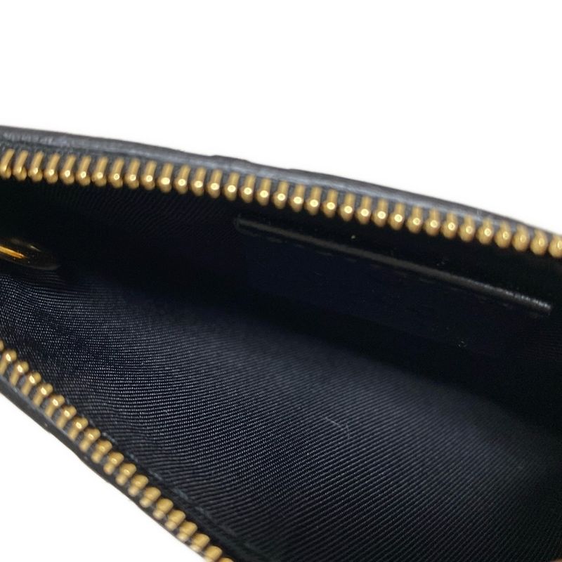 Gucci Coin Case Striped Line 447964 Black Leather