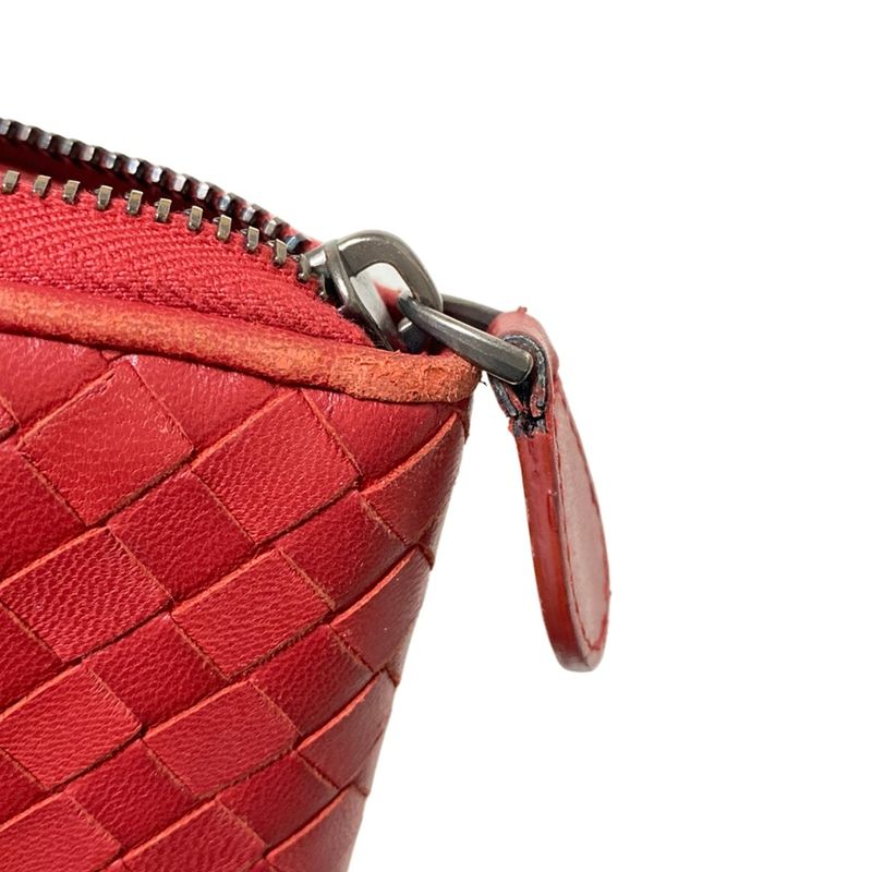 Bottega Veneta Long Wallet Zip Around Wallet Red Round Zipper Leather