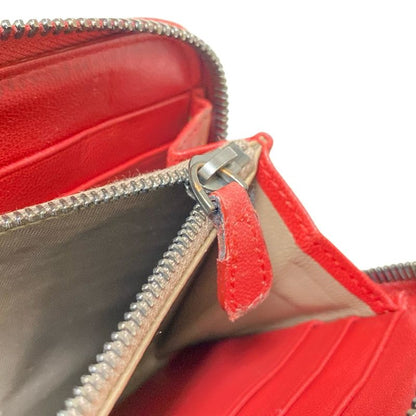 Bottega Veneta Long Wallet Zip Around Wallet Red Round Zipper Leather