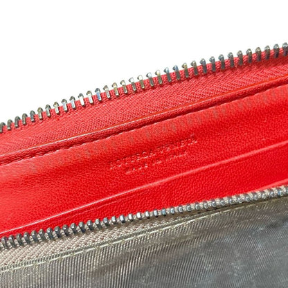 Bottega Veneta Long Wallet Zip Around Wallet Red Round Zipper Leather