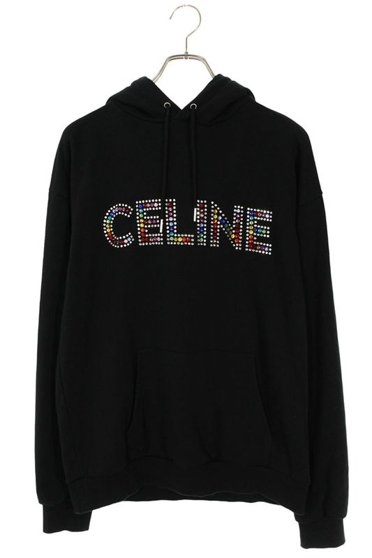 Celine 2y87b670q Rhinestone Logo Pullover Hoodie Men's M