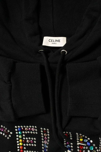Celine 2y87b670q Rhinestone Logo Pullover Hoodie Men's M