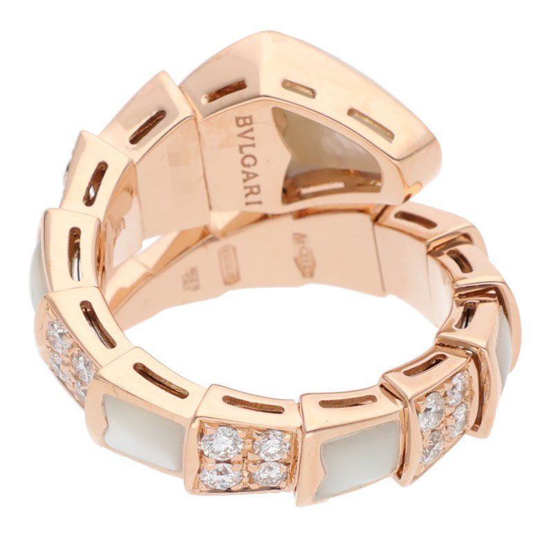 Bulgari Serpenti Viper #S 18K Pink Gold Diamond Ring Men's 9