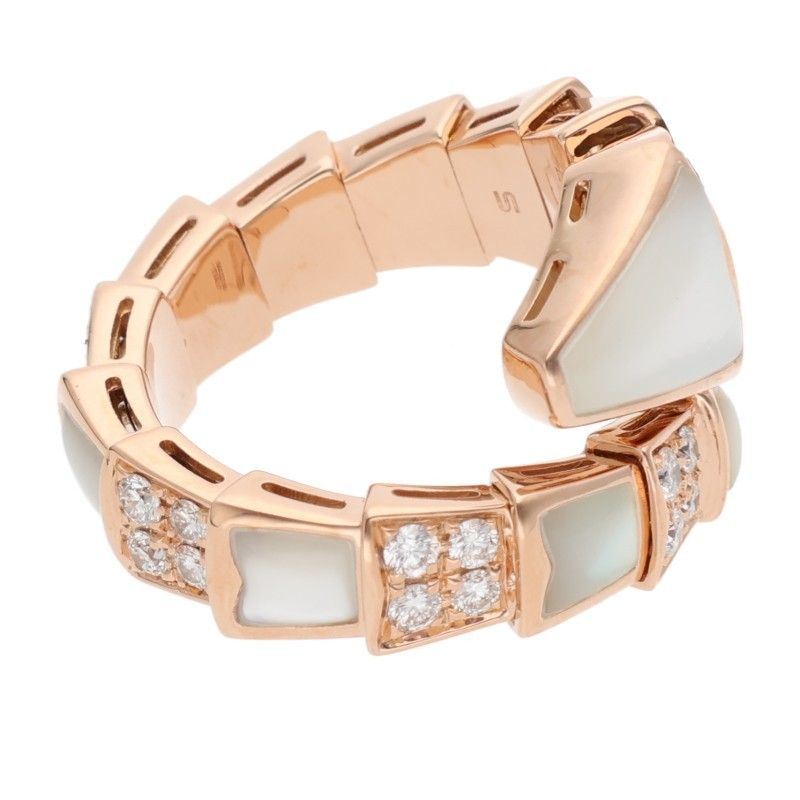 Bulgari Serpenti Viper #S 18K Pink Gold Diamond Ring Men's 9