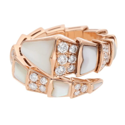 Bulgari Serpenti Viper #S 18K Pink Gold Diamond Ring Men's 9