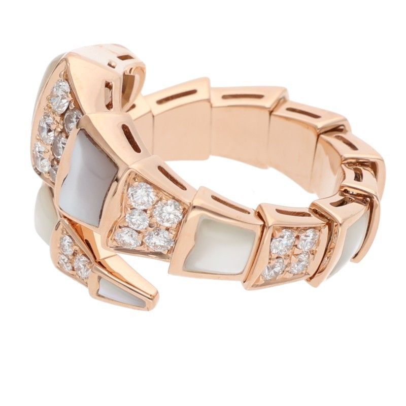Bulgari Serpenti Viper #S 18K Pink Gold Diamond Ring Men's 9
