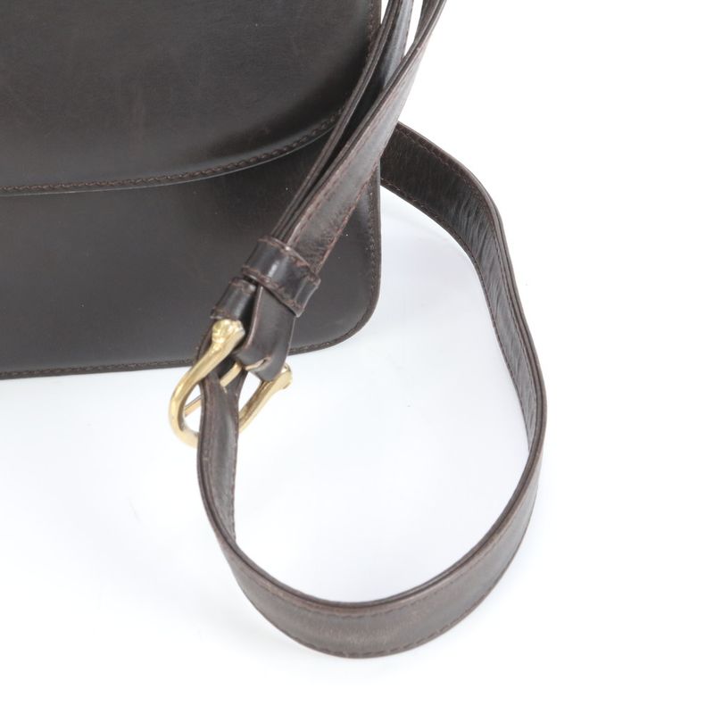 Celine Triomphe Hardware Leather Shoulder Bag Crossbody Brown Genuine Leather