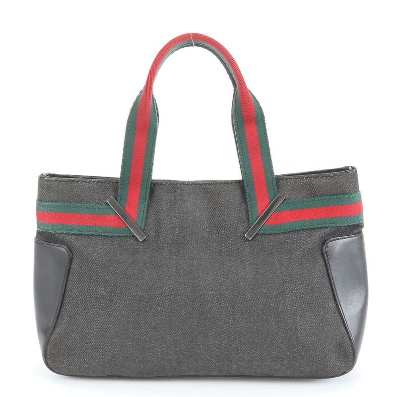 Gucci Sherry Line Leather Handbag Mini Tote 73984 Black Women's RCE Db11-1