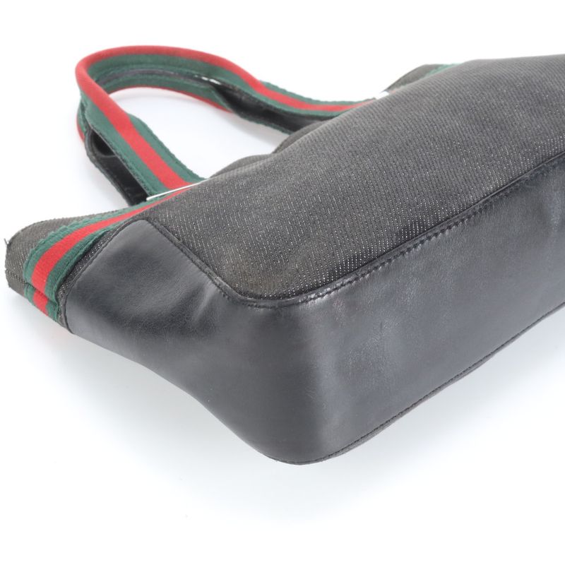 Gucci Sherry Line Leather Handbag Mini Tote 73984 Black Women's RCE Db11-1