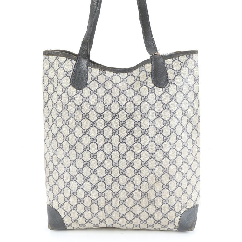 Vintage Old Gucci Interlocking GG Supreme Sherry Leather Tote Bag Shoulder A4