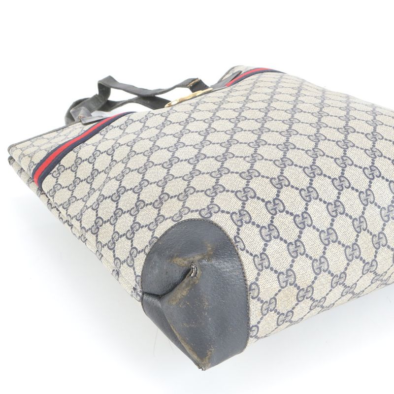 Vintage Old Gucci Interlocking GG Supreme Sherry Leather Tote Bag Shoulder A4