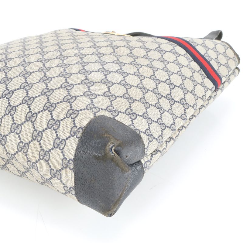 Vintage Old Gucci Interlocking GG Supreme Sherry Leather Tote Bag Shoulder A4