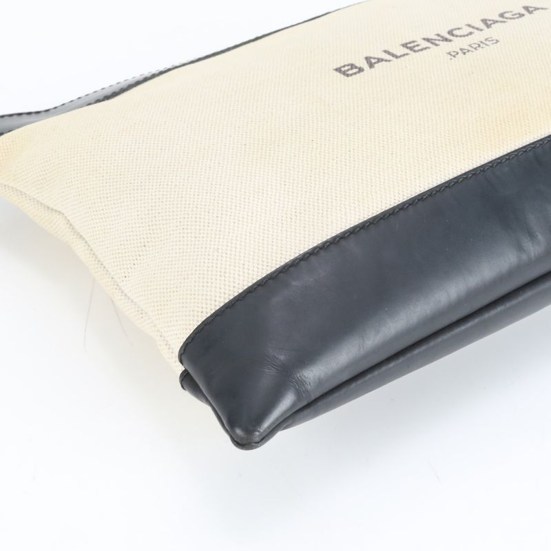 Balenciaga Navy Clip M Leather Second Bag Clutch 373834 Commuter Business Black