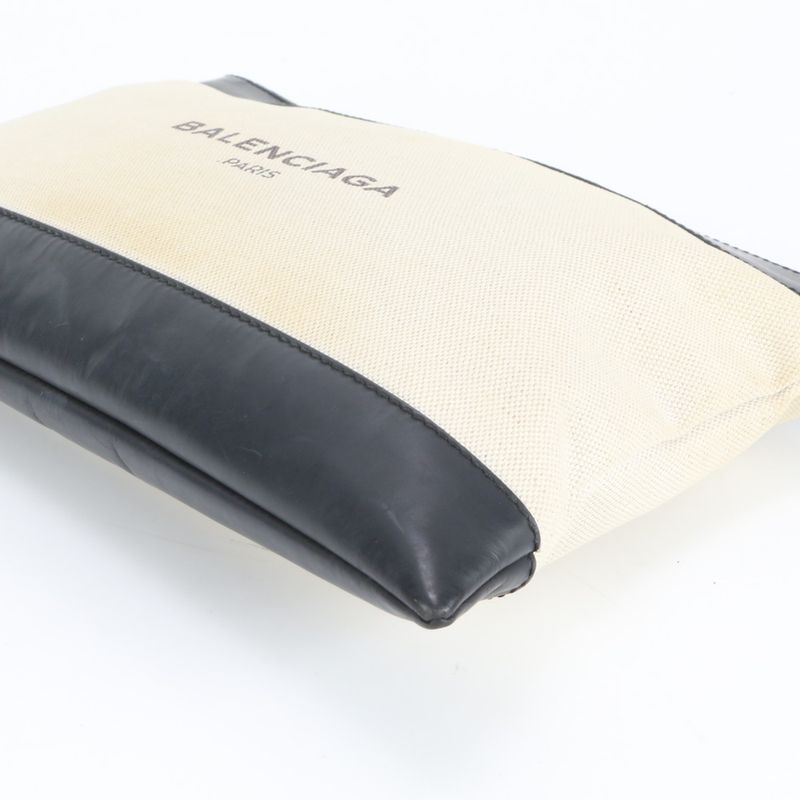 Balenciaga Navy Clip M Leather Second Bag Clutch 373834 Commuter Business Black