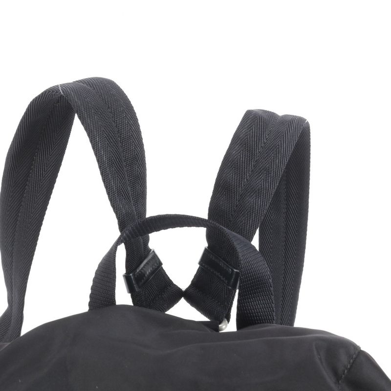 Prada Tessuto Nylon Triangle Logo Leather Handbag Backpack Black Women RUE Db9-1