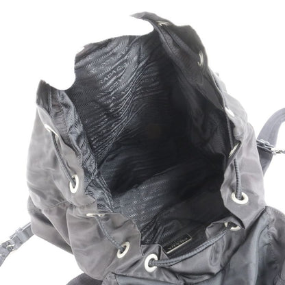 Prada Tessuto Nylon Triangle Logo Leather Handbag Backpack Black Women RUE Db9-1