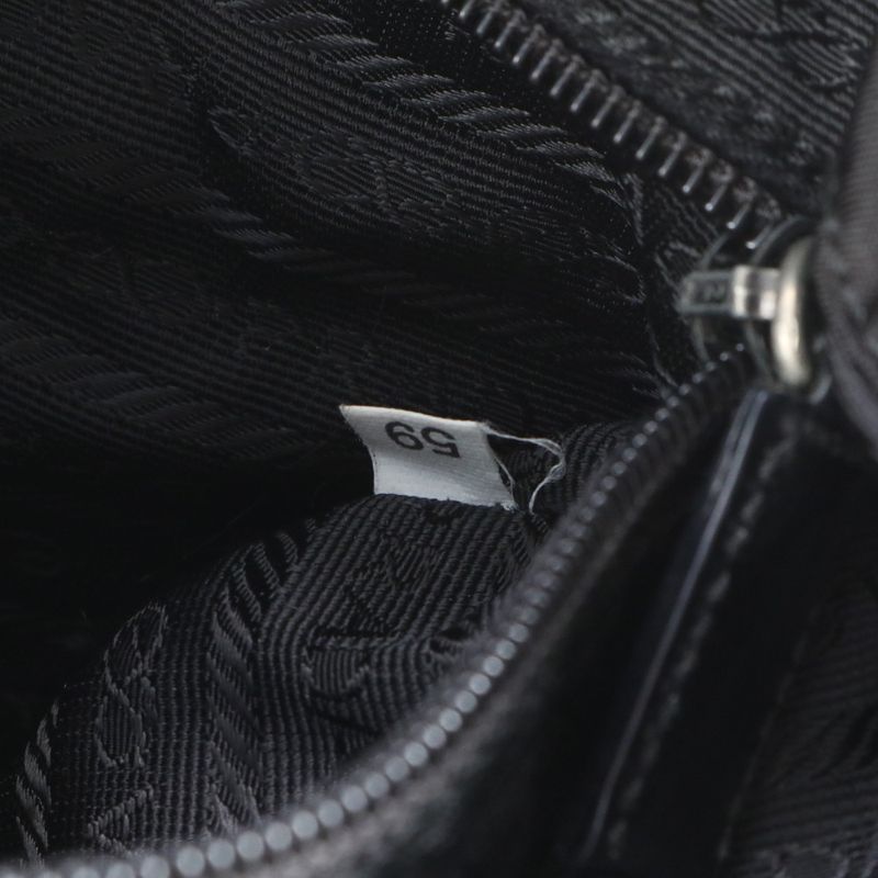 Prada Tessuto Nylon Triangle Logo Leather Handbag Backpack Black Women RUE Db9-1