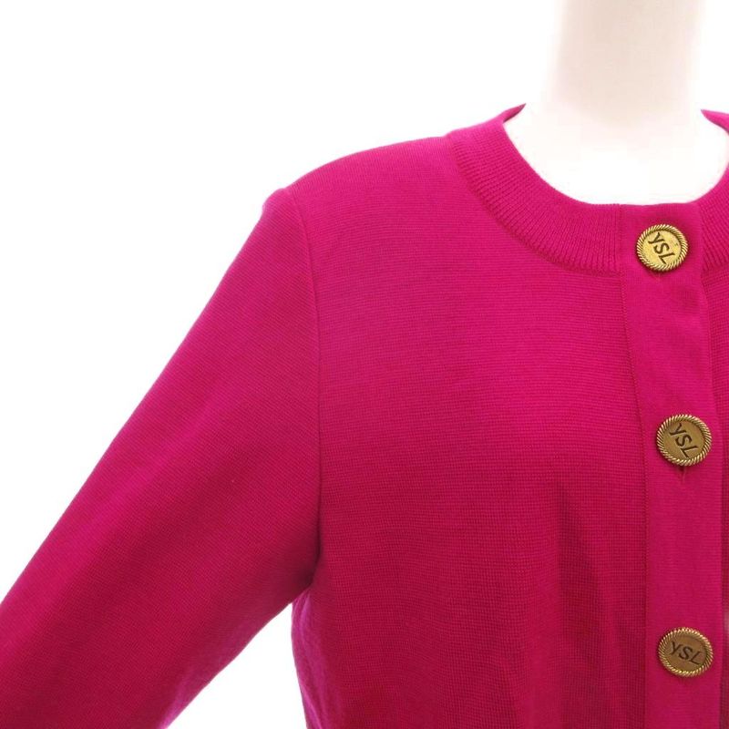 Yves Saint Laurent YVES Saint Laurent Vintage Cardigan M Knit Logo Button Long