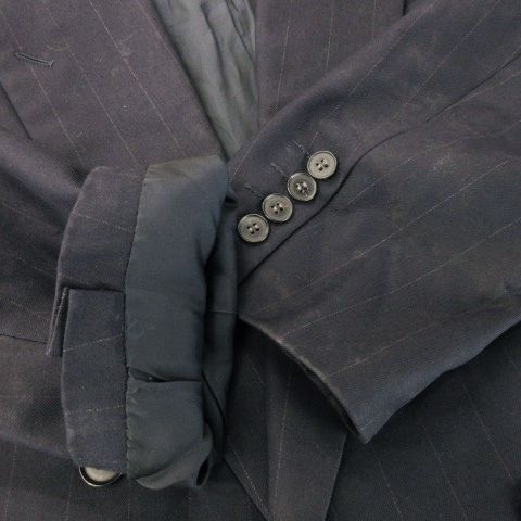 Christian DIOR Monsieur Tailored Jacket Double Fully Lined Wool Unvented Stripe