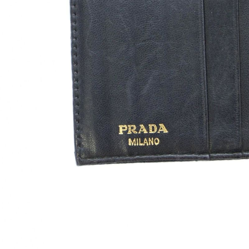 Prada Fold Wallet Quilted Nylon Leather Triangle Plate Logo Black - GY11 MQ - OH