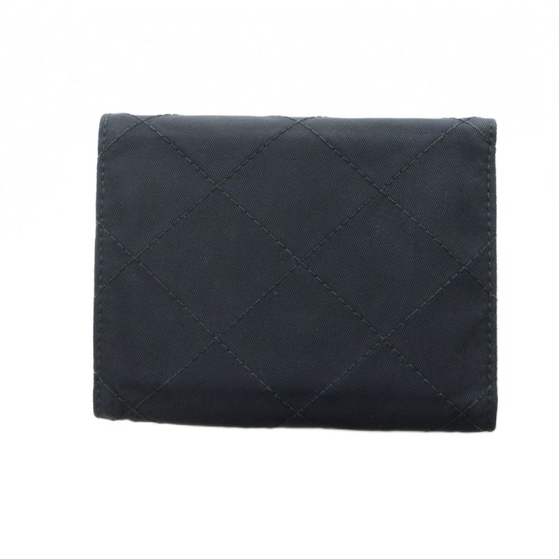 Prada Fold Wallet Quilted Nylon Leather Triangle Plate Logo Black - GY11 MQ - OH