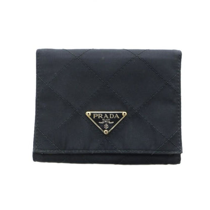 Prada Fold Wallet Quilted Nylon Leather Triangle Plate Logo Black - GY11 MQ - OH
