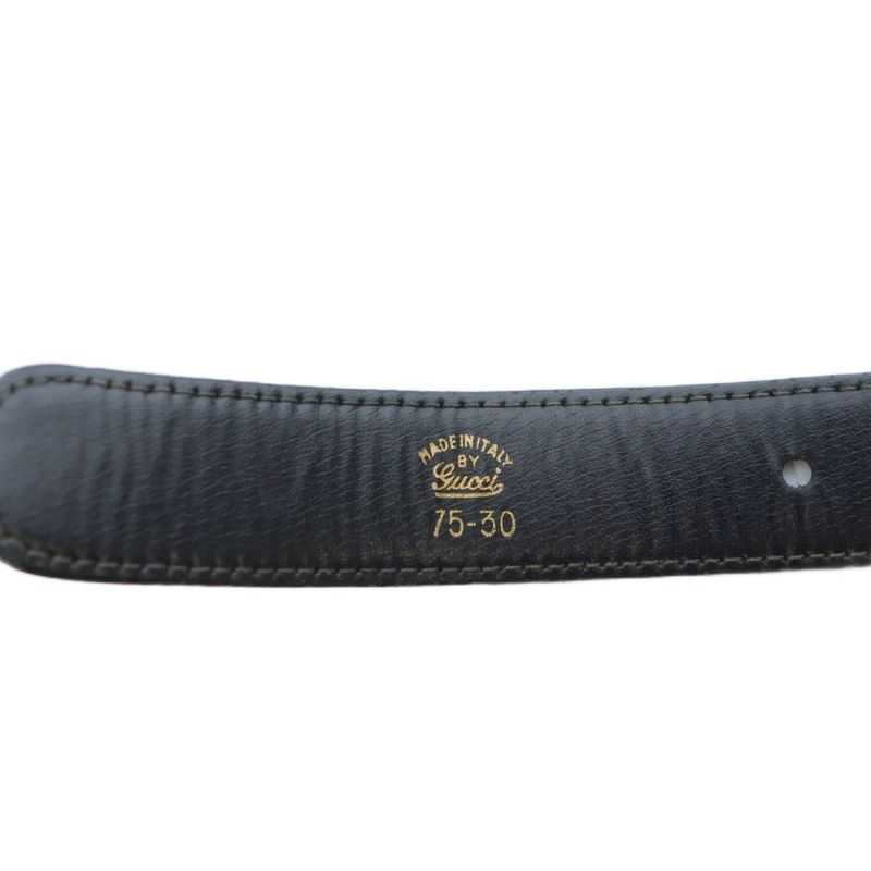 Gucci Belt G Logo Buckle Leather Gold Hardware 75-30 Black - GY11 MQ - OH