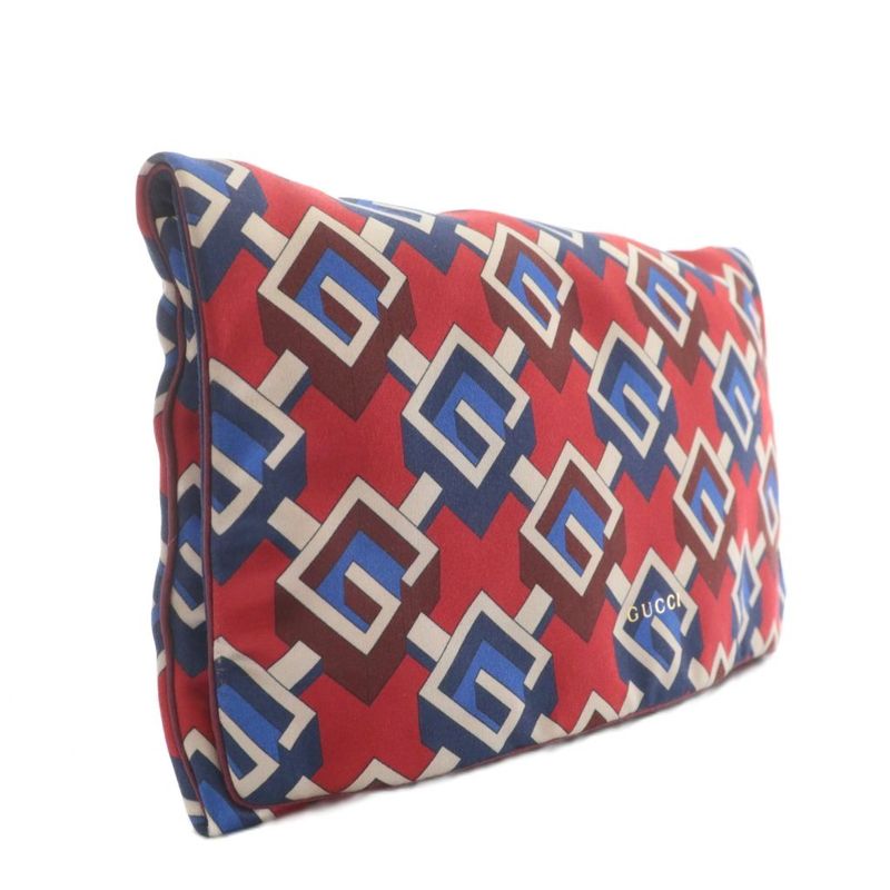 Gucci Clutch Bag Second Bag Geometric G All Over Pattern Magnet Logo Red Blue