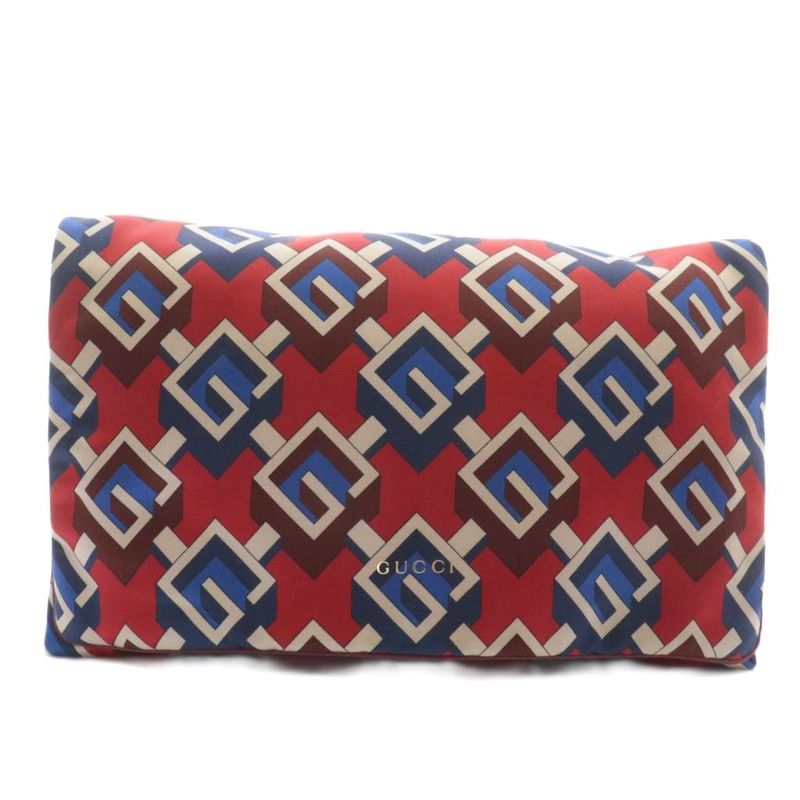 Gucci Clutch Bag Second Bag Geometric G All Over Pattern Magnet Logo Red Blue