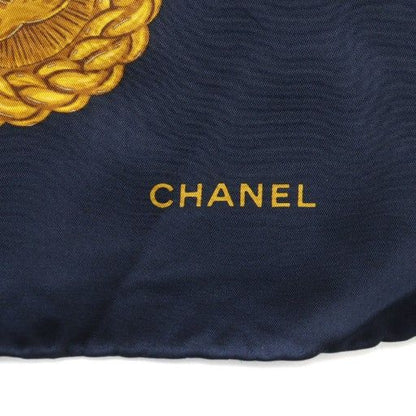 Chanel Large Scarf Shawl Silk Logo Coco Mark Chain All Over Multicolor - GY35