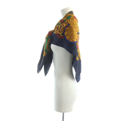 Chanel Large Scarf Shawl Silk Logo Coco Mark Chain All Over Multicolor - GY35