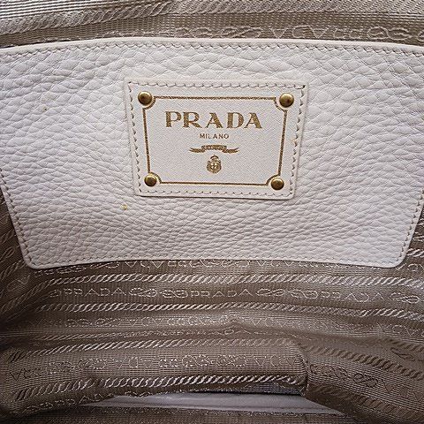Prada Tote Leather Vittero Dino Beige Glaze Gold Color AA