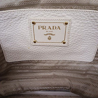 Prada Tote Leather Vittero Dino Beige Glaze Gold Color AA