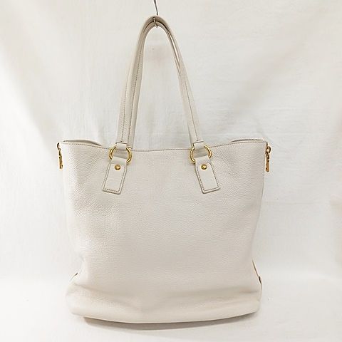 Prada Tote Leather Vittero Dino Beige Glaze Gold Color AA