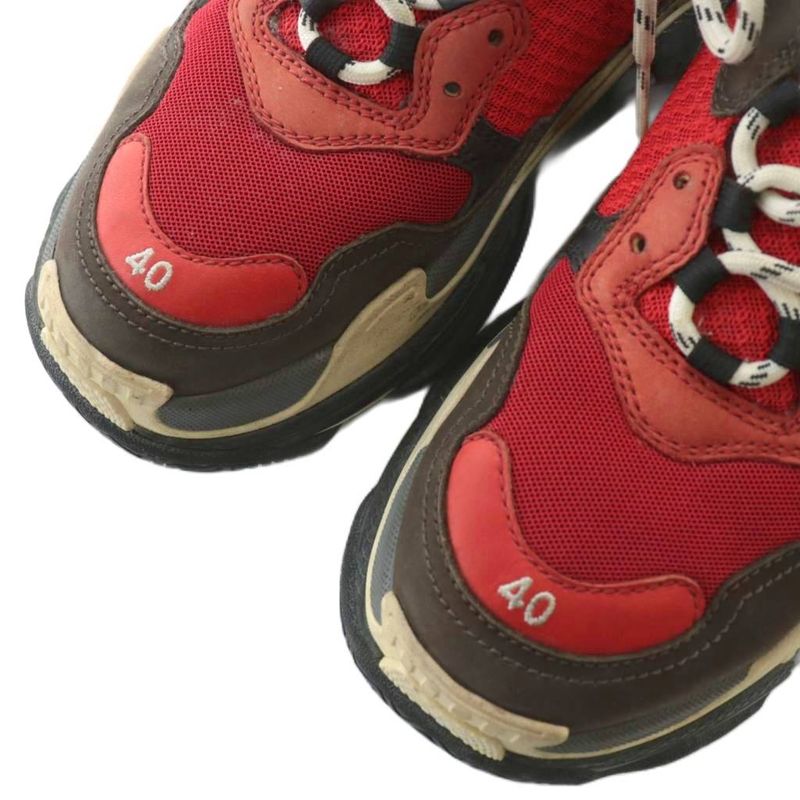 Balenciaga Triple S Triple S Sneakers Leather Mesh Low Cut Logo Embroidery 40