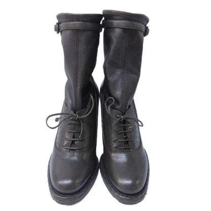 Bottega Veneta Intrecciato Short Boots Wedge Sole Leather Stitching Lace Up 36